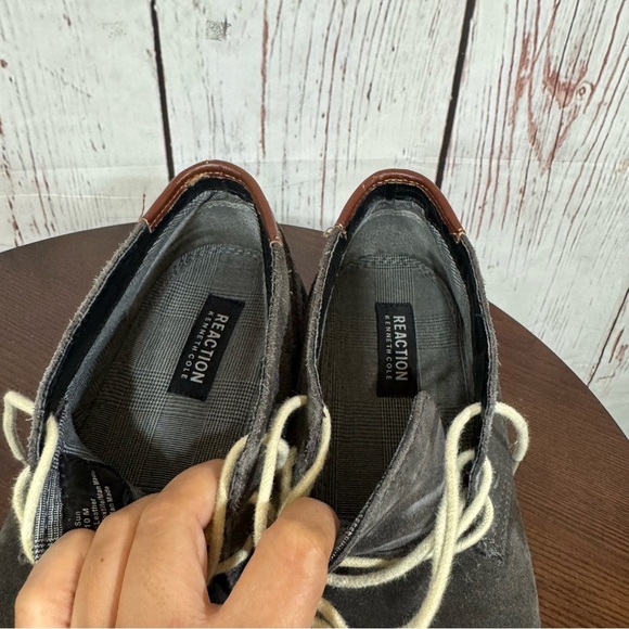 Kenneth Cole Reaction Gray and Brown Suede Leather Derby Sneakers casual 10 - Picture 9 of 17